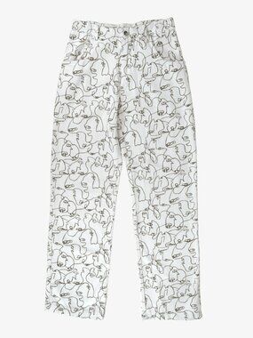 Love + Harmony Abstract Faces Pants, Straight Leg, S